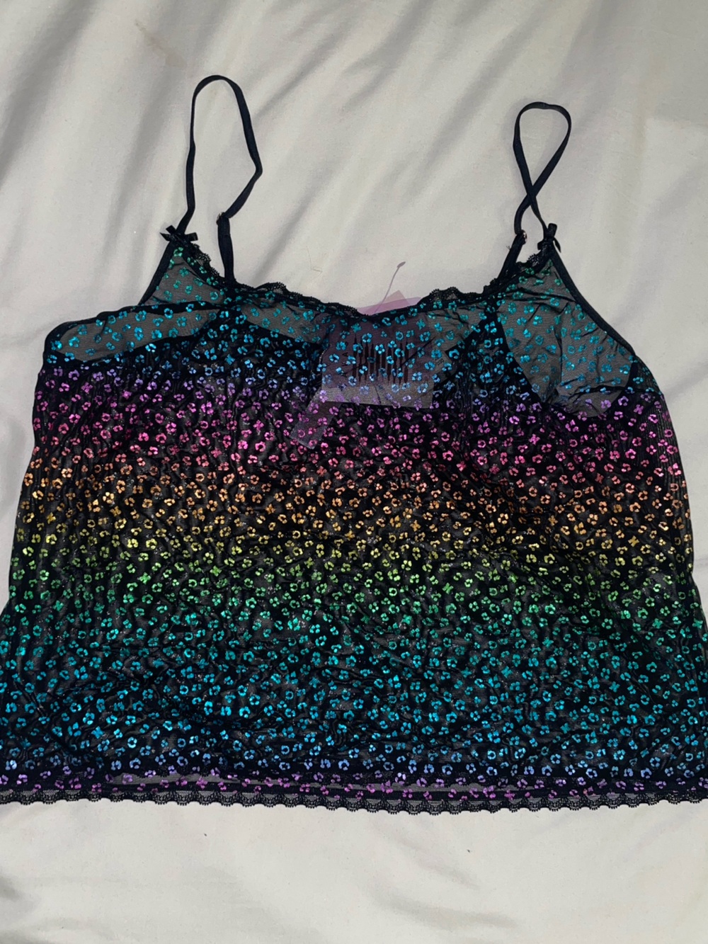 Savage X Fenty Rainbow Cheetah Print Mesh Cami Top